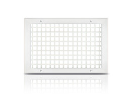 Double deflection wall grille with adjustable blades in RAL9010