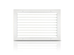 Single deflection wall grille with adjustable horizontal blades in RAL9010